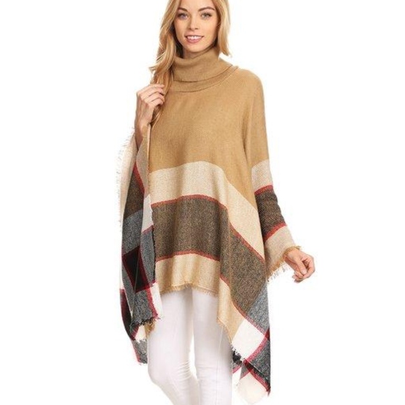 Plaid Ponch -Beige - Picture 3 of 4